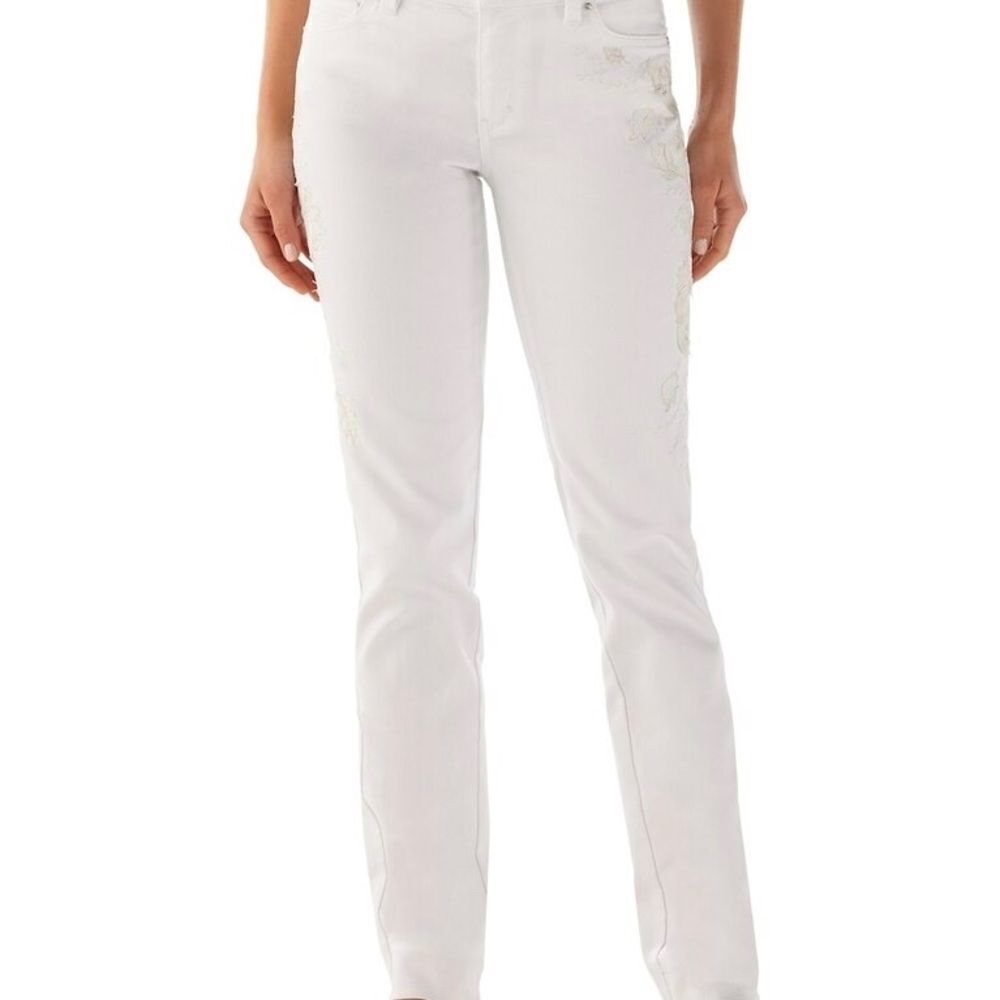 WHBM Blanc Embroidered Slim Ankle Jean-Size-0R